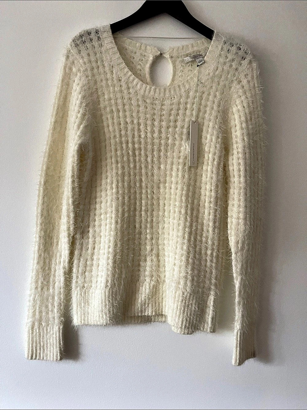 Lauren Conrad Fuzzy Knit Sweater in Cream Large NWT
